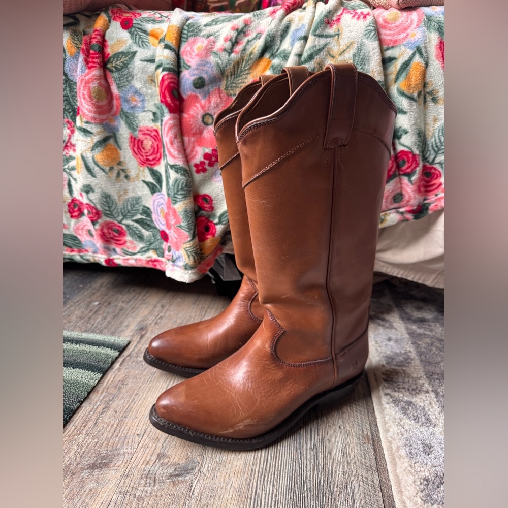 Frye Billy Brown Leather Tall Western Boots